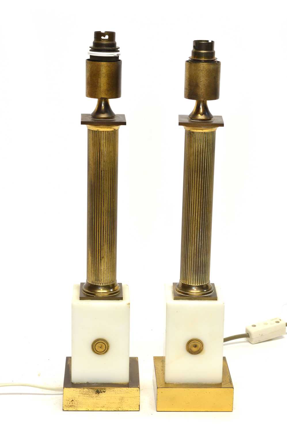 Pair of 20th century Gilt Brass and Marble Table Lamps