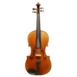 German violin in Rushworths case with two bows