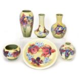 Six Pieces of Moorcroft in Orchid Pattern