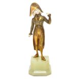 After Rene-Paul Marquet Gilt bronze and ivory figure of a female naval captain