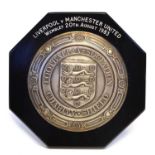 FA Charity Shield silver plaque by Mappin & Webb Liverpool v Manchester United at Wembley Stadium, 1