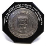 Tennent's FA Charity Shield silver plaque by Mappin & Webb Liverpool v Manchester United at Wembley