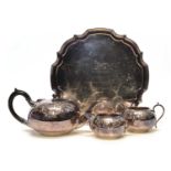 Silver plated tea set with an inscription from Sir Stanley Matthews C.B.E.