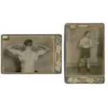 Two photographs of Jack Matthews posing in boxing at