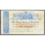 A Royal Bank of Scotland, Five Pounds banknote.