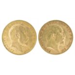 Two King Edward VII, Half-Sovereigns, 1909 and 1910 (2).