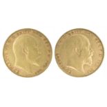 Two King Edward VII, Half-Sovereigns, 1908 and 1909 (2).