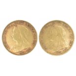 Two Queen Victoria, Half-Sovereigns, 1897 and 1898 (2).