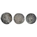 Three hammered silver pennies (3).