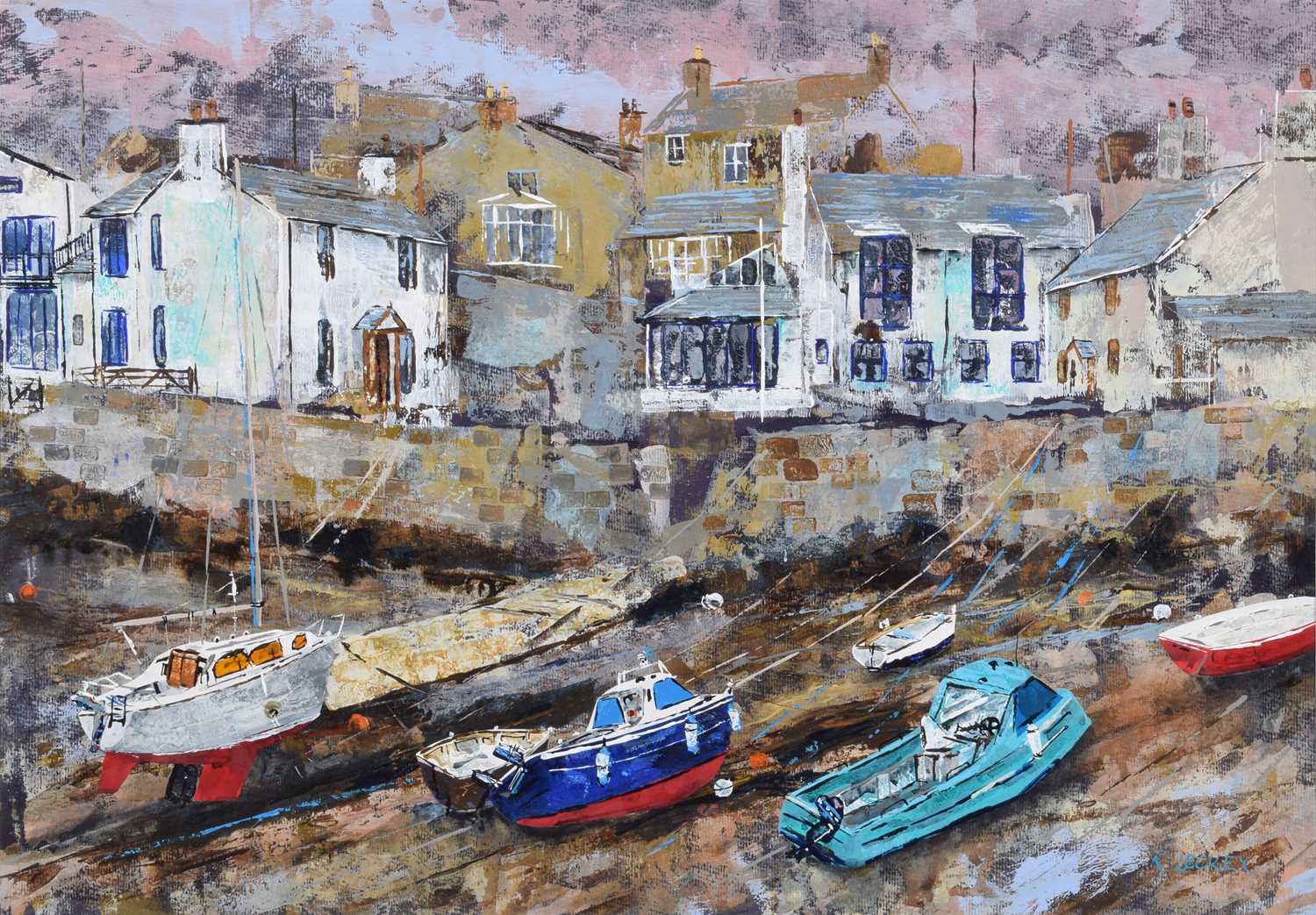 Rob Leckey (British 20th/21st century) "Low Tide at Cemaes Bay, Anglesey"