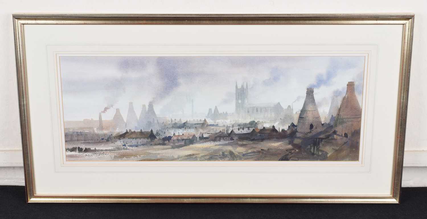 Ivan Taylor (British 1946-) "Longton Skyline circa 1959" - Image 2 of 2