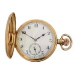 A 1920s 9ct gold full hunter pocket watch by Minerva,