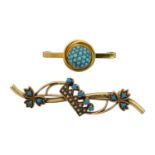 Two turquoise brooches,