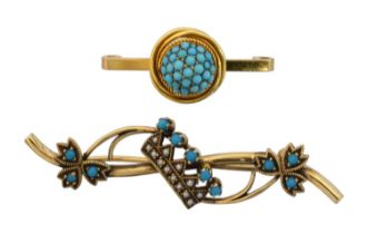 Two turquoise brooches,