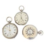Three silver pocket watches,