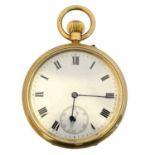 An Edwardian 18ct gold open face pocket watch by H. Pidduck & Sons,