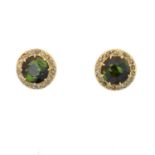 A pair of tourmaline and diamond earrings,