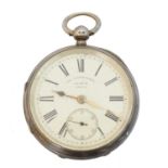 A late Victorian silver open face pocket watch,