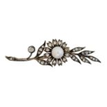 A Victorian diamond and pearl brooch,