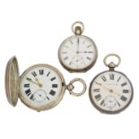 Three silver pocket watches,