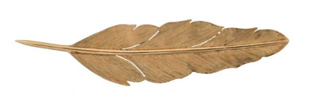 A 9ct gold feather brooch,
