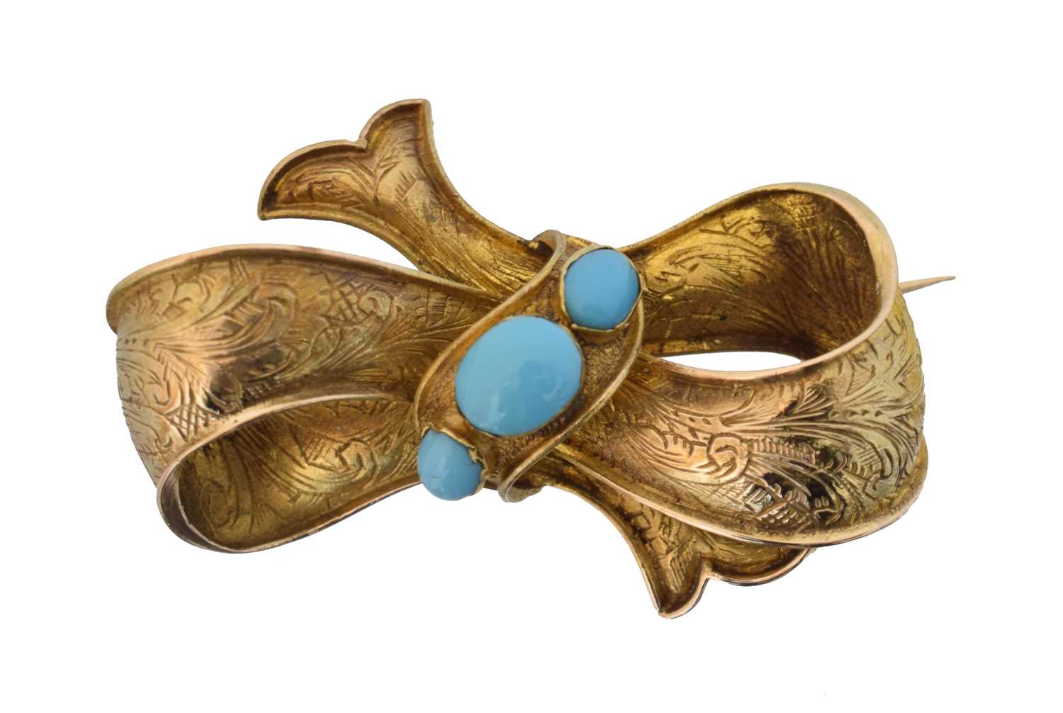 A Victorian turquoise bow brooch,