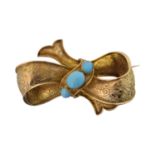 A Victorian turquoise bow brooch,
