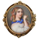 A 19th century portrait miniature brooch,