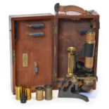 Late 19th Century Brass Microscope Retailed by Thomas Armstrong and Bro. Manchester