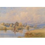 English School (19th century) River scene with sailing boat