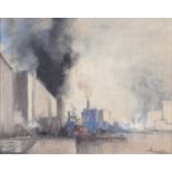 Cecil Arthur Hunt (British 1873-1965) "An Industrial Harbour"