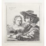 After Rembrandt van Rijn (Dutch 1606-1669) Two figures at a table