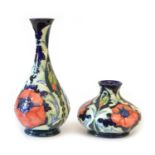 Two Moorcroft Poppy Pattern Vases