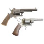 Two Belgian pinfire revolvers