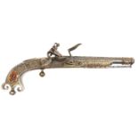 Reproduction Scottish all steel flinlock pistol.