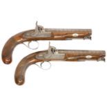 Fine pair of percussion pistols by Moore of London