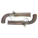 Near pair of percussion 11 bore belt pistols by Basset of Dublin,