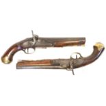 Matched together pair of percussion pistols