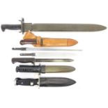 Collection of bayonets and a knife