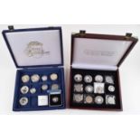 Two cases containing mainly silver proof Royal Commemorative coins, many with certificates.