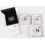 Collection of Royal Mint 150th Anniversary Beatrix Potter Silver Proof with Colour Coins (4).