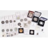 Assortment of various historic silver and other coinage.