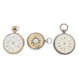 Three silver pocket watches,