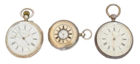 Three silver pocket watches,