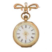 A 14ct gold open face fob watch,