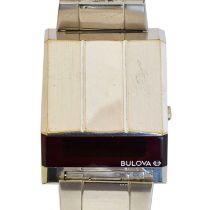 A 1970s stainless steel Bulova N7 Computron digital wristwatch,