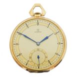 A 14ct Omega open face pocket watch,