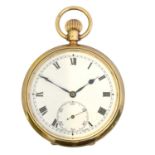 A 9ct gold open face pocket watch by Rotherham & Sons Ltd.,