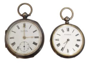 Two silver open face pocket watches by H Samuel,