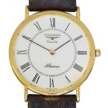 A 9ct gold Longines Presence quartz wristwatch,